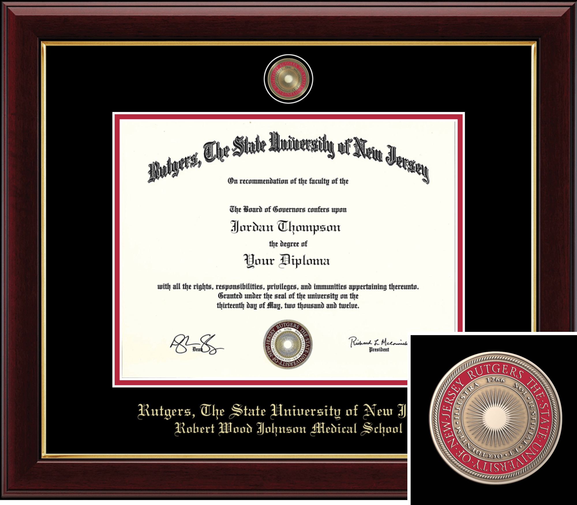 CHURCH HILL CLASSICS 8.5x11 MASTERPIECE CHERRY PHYSICIANS RESIDENT CERTIFICATE FRAME