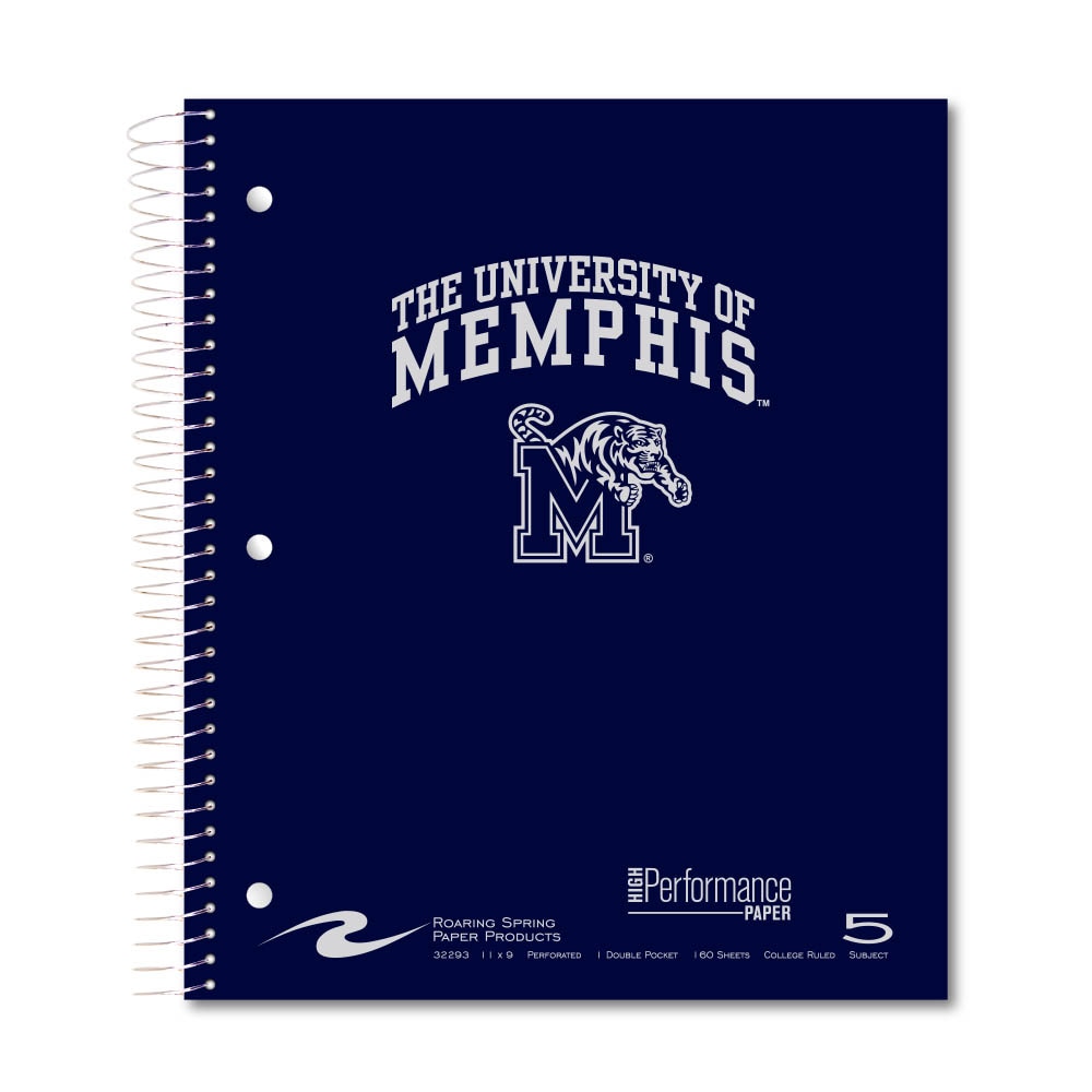 Roaring Premium 5 Subject Notebook, 8.5x11 College Ruled 20lb Paper, Pressboard Foil Cover